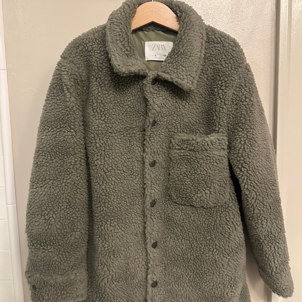 Zara Kids Olive Sherpa Jacket
